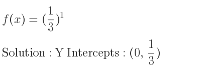 The f(x)=(1/3)^1 is Y Intercepts: (0, 1/3)